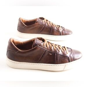 Santoni Low Top Brown Leather Men’s Sneaker (Size: 10.5)